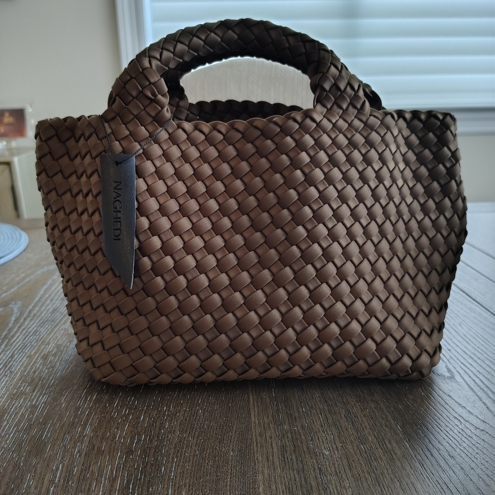 Naghedi St. Barth's Brown Woven Tote/Crossbody Bag